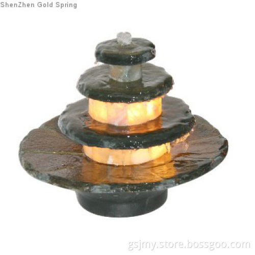 Slate Fountain Four Tier Outdoor Indoor Tabletop Slate Fountain